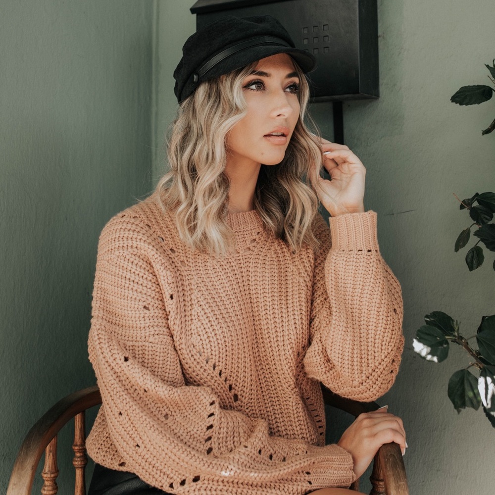 Tan latte cable knit lush sweater